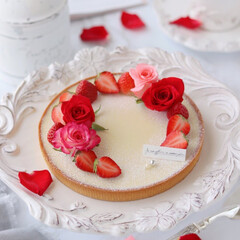 ホワイトチョコレート/cake/Rose/Flower/手作りおやつ/手作りお菓子/... 🥀ホワイト生チョコタルト

エディブルフ…(2枚目)