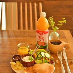 暮らしを楽しむ/カフェめし風/朝ごはん/ワンプレート朝ごはん/ワンプレート/パンーケーキ/... ある日のひとり朝ごはん。
お土産にもら…