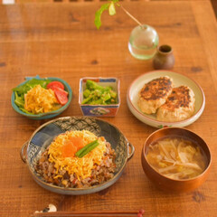 レーズン/五目寿司/昼ごはん/ごはん日記/食卓/ダイニングインテリア/... ある日のお昼ごはん、
ひな祭りの時に冷…