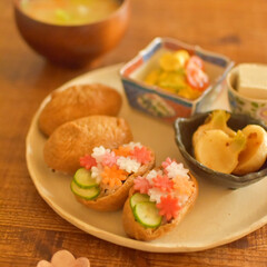 ごはんの時間/ワンプレート/和食/暮らし/昼ごはん/おうちごはん/... ある日のおひるごはんに
お稲荷さんを作り…