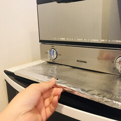オーブントースター アイリスオーヤマ 安い おしゃれ トースター 2枚 MOT-011 | アイリスオーヤマ(トースター)を使ったクチコミ「トースターの受け皿は焦げ汚れしやすいので…」(1枚目)