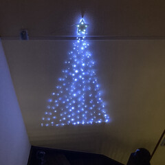 賃貸インテリア/賃貸DIY/手作り/クリスマス/おうち時間/メリークリスマス/... LEDライトで吹き抜けの階段の壁にクリス…(2枚目)