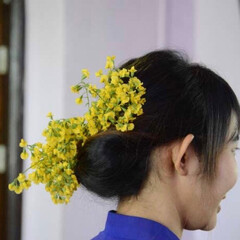 ヘアアクセサリー/簡単/和風の小物/和風/和小物/着物/... ミャンマーの花と日本のつまみ細工を合わせ…(2枚目)