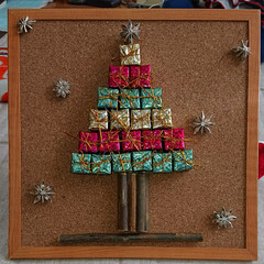 クリスマス2019/ダイソー/100均/雑貨/ハンドメイド コルクボードにはプレゼントだけで作ったプ…(2枚目)