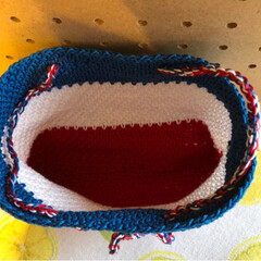 トリコロールカラー/バッグインバッグ/雑貨/ハンドメイド/100均/ダイソー かぎ針編みでバッグインバッグを作りました…(4枚目)