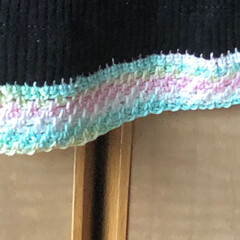タンクトップ/かぎ針編み/ハンドメイド/100均/ダイソー/ファッション 無地のタンクトップにかぎ針編みで飾ってみ…(3枚目)