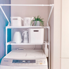洗濯機ラック/洗面所/お片付け/無印良品/暮らし 洗濯機周りです。

洗濯機周りには、洗剤…(1枚目)