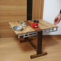 DIY/自作テーブル/自作キャンプギア/自作 テーブルからラックに変形するテーブルをキ…(1枚目)