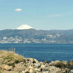 はじめてフォト投稿 初島から望む富士山。
初島、小さい。。で…(1枚目)
