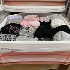 不織布収納/不織布/100均一/子供部屋/季節インテリア/靴下ボックス/... 四女の靴下収納😃
100均の不織布収納を…