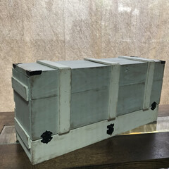 宝箱/お片付け/雑貨/DIY 宝箱型収納BOX🔒
光の当たり具合では、…