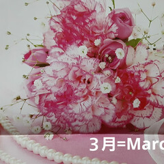 華やかカーネーションとパール/今日から3月がスタートですね/3月のカレンダーより 　おはようございます☀️🙋‍♀️
3月1…(1枚目)