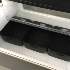 セリア/お片付け/収納ボックス/野菜室/冷蔵庫収納/冷蔵庫掃除 野菜室の仕切りには
セリアのボックスを使…(1枚目)