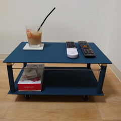 キャスター付テーブル/サイドテーブル/ごみ箱ワゴン/端材DIY/DIY 端材を使ってソファ横で使うキャスター付き…(1枚目)