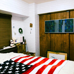 ディアウォール/DIY/壁飾り 寝室にアクセントウォールで貼った壁紙の残…(1枚目)