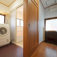 浴室/お風呂/リフォーム/システムバス/間取り変更/広いお風呂/... 浴室スペースを広くするため、間取り変更を…(1枚目)