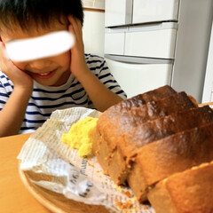 集合かけてないよ〜の/ちえCafe/パウンドケーキ/私の息子は/食いしん坊 昨日のパンケーキが残る予定だったので
今…(8枚目)