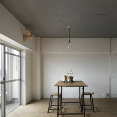 ヴィンテージ/無垢材/コンクリート/インダストリアル 古いマンションの素材感を活かした壁と天井(1枚目)