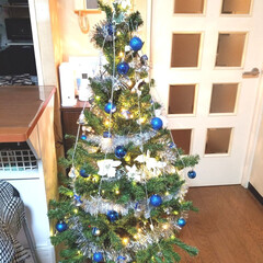 イルミネーション/キラキラ/フォロー大歓迎/クリスマス/クリスマスツリー/インテリア 今年のリビングのツリーは
シルバー×ブル…(1枚目)