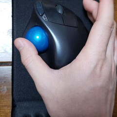 M570t ワイヤレストラックボール シルバー&amp;ブルー | ロジクール(マウス、トラックボール)を使ったクチコミ「店長、パソコンに使うマウスは「トラックボ…」(2枚目)