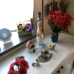 ガーベラ/玄関/バラ お客様からお花のお土産。(1枚目)