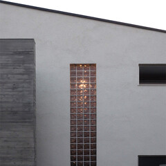 ファサード/ガラスブロック/光/照明/建築/外観/... ファサードの正面には階段室のガラスブロッ…(1枚目)