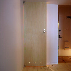 トイレ/ドア/建具/シナ合板/マンション/リフォーム/... こちらはトイレのドアです。
下に小さな穴…(1枚目)