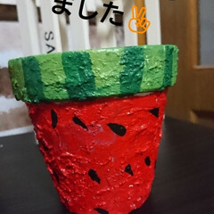🍉柄/ハンドメイド/リメ鉢/リメ缶/夏に向けて/雑貨/... おはようございます🤗
昨日は北海道も☔💦…