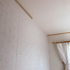 幅木/廻縁/クッションレンガシート/壁/部屋の間仕切り/子供部屋/... 幅木も廻縁も付けて壁が完成しました。
(2枚目)
