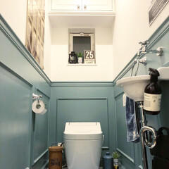 オカトー LaidBack トイレマット 60×60 ライトブルー(トイレ用マット)を使ったクチコミ「我が家のトイレインテリア。
ホテルライク…」(2枚目)