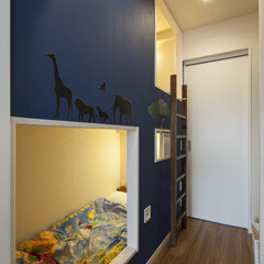 DIY/ナチュラル/洋室/目的/二段ベッド/塗装/... 2段ベッドのある子供部屋。エコペイントで…(1枚目)