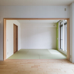 After/和室/漆喰/塗装/ナチュラル/自然素材/... 和室の畳も新しくなり、壁には漆喰を塗りま…(1枚目)