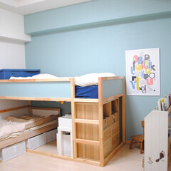 子ども部屋収納/育児/子育て/片づけ/お片付け 子ども部屋のベッドは2段ベッドではなく、…(1枚目)