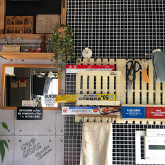スノコ/DIY/100均/セリア/ダイソー キッチン横にセリアの黒板リメイクシートを…(2枚目)