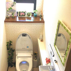 100均/ダイソー/リフォーム/ハンドメイド 一階のトイレは、機能的な最新のものに築2…(1枚目)