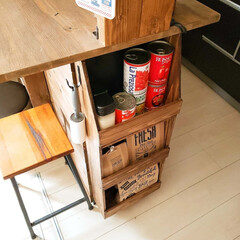 木工棚/木工DIY/木工作品/木工/DIY/キッチン収納/... キッチンカウンターの横に小さい棚を作って…(2枚目)