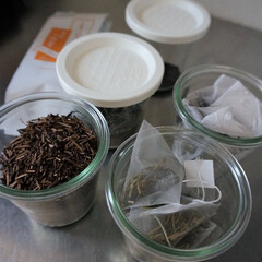 お茶類収納/WECK/保存容器/お片付け/キッチン収納 ほうじ茶、紅茶、緑茶などお茶類が好きなの…(1枚目)