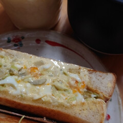 フォロー大歓迎/ホットサンド 今日の朝ご飯🎶
卵とキャベツとピクルスの…(1枚目)