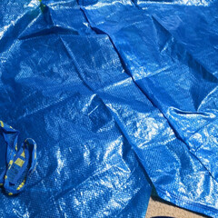 雑貨/ブルー IKEA(イケア)の買い物袋を解体し、毛…(1枚目)