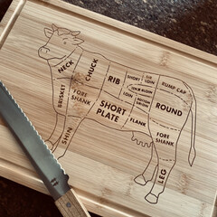丸太/フライングタイガー/wood/木製/キッチンツール/可愛いい/... 新しくまな板を新調しました。
牛の部位が…(1枚目)