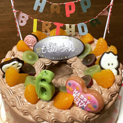 誕生日ケーキ/手作りケーキ/シフォンケーキ/スイーツ/フード ムスメの誕生日にシフォンケーキを焼きまし…(2枚目)
