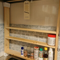 調味料棚/キッチン棚DIY/DIY/キッチン収納 1×4とディアウォールを使って、調味料棚…(1枚目)