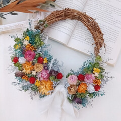wreath/Handmade/小花/花が好き/花のある暮らし/インテリア雑貨/... ドライフラワーリース(1枚目)