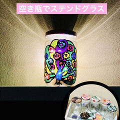 Light/ガラス絵の具/ダイソー/空き瓶/雑貨/インテリア/... 先日空き瓶で蓋のデコパージュをして
その…