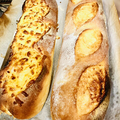 チーズ/フランスパン/自家製天然酵母パン/手作りパン 今朝はフランスパン🥖を焼きました👩‍🍳
…(1枚目)