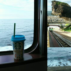 車窓/列車の中から/小樽/旅 夏の終わりに、小樽へ
列車の窓から見る海…(1枚目)