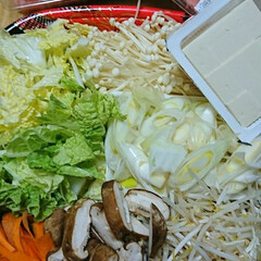 しゃぶしゃぶ/自家製野菜白菜、人参、ネギ/フード/グルメ 今日の夕食😋(1枚目)
