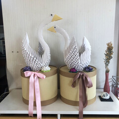 我が親ながら微笑ましい/親ホント仲良し/白鳥/作品展に向けて/折り紙ブロック/協同作品/... 折り紙ブロックで 🦢白鳥さん 完成❣️
…