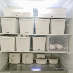 冷蔵庫収納/お片付け/100均収納/セリア/セリア収納/キッチン収納 ある日の冷蔵庫の中。冷蔵庫内は大まかに分…(1枚目)