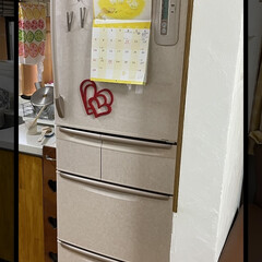 冷蔵庫/リメイクシートDIY/キッチン/DIY 冷蔵庫にリメイクシートを貼ってみました。(1枚目)